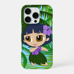 Aloha Honeys Palms Hawaiian Blue Hair Hula Girl C iPhone 16 Pro Case