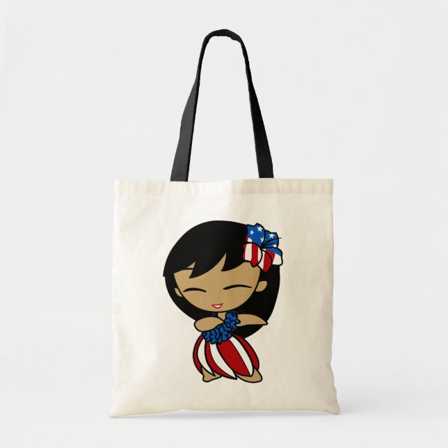 Aloha Honeys Patriotic Hula Girl Bags & Totes (Front)