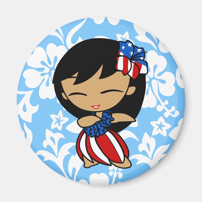 Aloha Honeys Patriotic Hula Girl Magnets (Front)