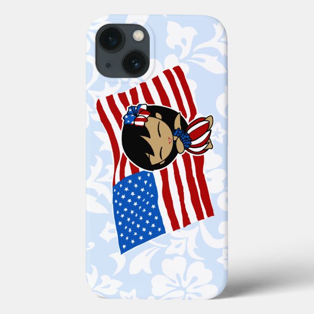Aloha Honeys USA Flag Hula Girl iPad Mini Case (Back)