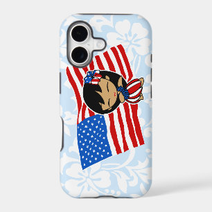 Aloha Honeys USA Flag Hula Girl iPhone 5 Case