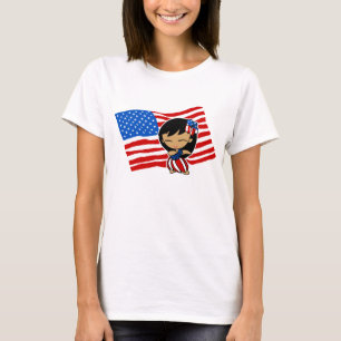 Aloha Honeys USA Flag Hula Girl T-shirts