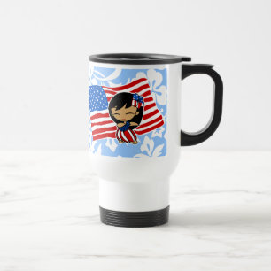 Aloha Honeys USA Flag Hula Girl Travel Mugs
