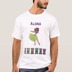 "Aloha"Hula girl and Tiki T-Shirt