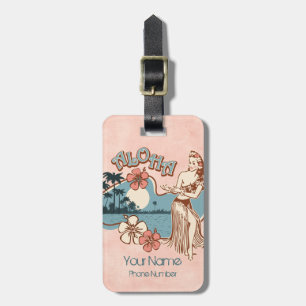 Aloha Hula Girl Luggage Tag