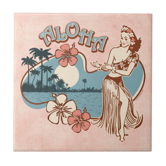 Aloha Hula Girl Tile (Front)