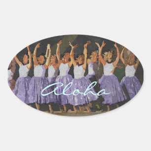Aloha Hula Oval Sticker