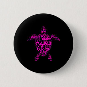Aloha I Love Hawaii Sea Turtles Shaka Surfing Vibe 6 Cm Round Badge