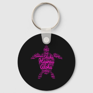 Aloha I Love Hawaii Sea Turtles Shaka Surfing Vibe Key Ring