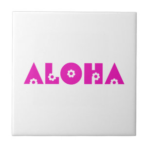 Aloha in Pink Flowers Tile