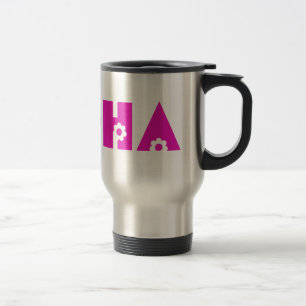 Aloha in Pink Flowers Travel Mug