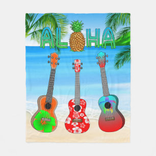Aloha Island Ukuleles Fleece Blanket