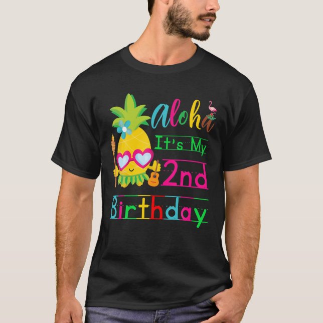 Aloha It's My 2Nd Birthday Hawaii Second Girls Lua T-Shirt (Front)