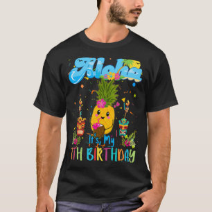 Aloha Its My 7th Birthday 7 Years Girls Hawaiian L T-Shirt