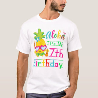 Aloha It's My 7Th Birthday Hawaii Second Girls Lua T-Shirt