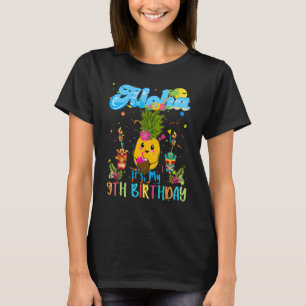 Aloha Its My 9th Birthday 9 Years Girls Hawaiian L T-Shirt
