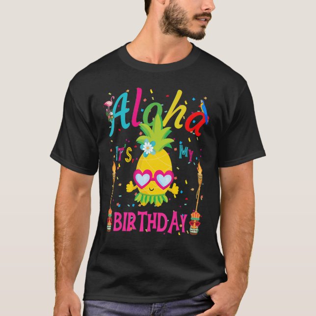 Aloha It's My Birthday Hawaii Girl Women's Pineapp T-Shirt (Front)