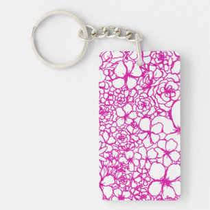 Aloha Keychain with Pink Mini Mosaic Flowers