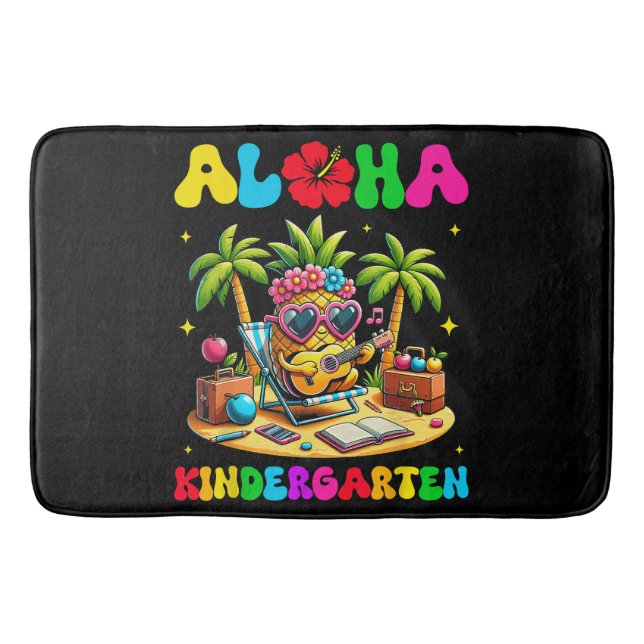 Aloha Kindergarten Pineapple Hawaii Back to School Bath Mat (Front)