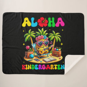 Aloha Kindergarten Pineapple Hawaii Back to School Sherpa Blanket