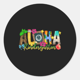 Aloha Kindergarten Teacher Life Summer Beach Vacat Classic Round Sticker