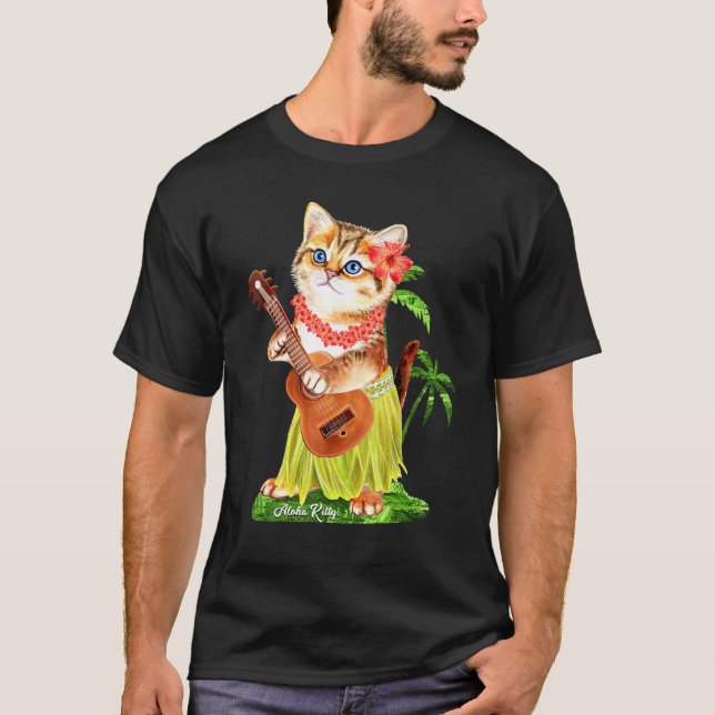 Aloha Kitten Hula Summer Cat Cute T-Shirt (Front)