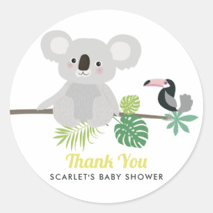 Aloha Koala & Toucan Baby Shower Thank You Sticker