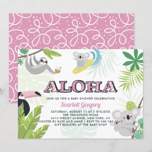 Aloha Koala Tropical Pink Baby Shower Invitation