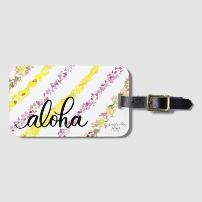 Aloha Lei Hawaii Inspired Luggage Tag (Front Horizontal)