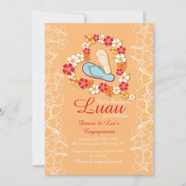 Aloha Love Luau Engagement Invitation (Front)