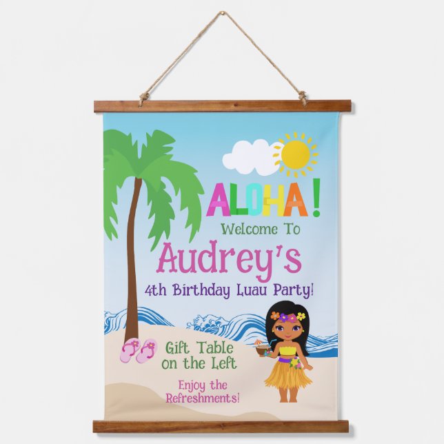 Aloha Luau Birthday Hanging Tapestry (Front)