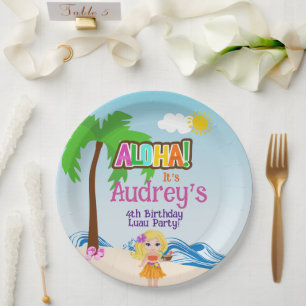 Aloha Luau Birthday Paper Plate