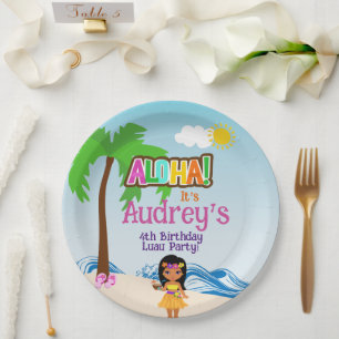 Aloha Luau Birthday Paper Plate