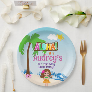 Aloha Luau Birthday Paper Plate