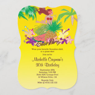 Aloha Luau Birthday Party Invitation