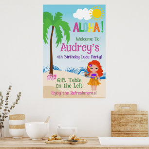 Aloha Luau Birthday Poster
