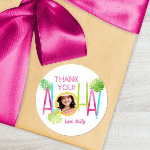 Aloha Luau Birthday Tropical Photo Classic Round Sticker