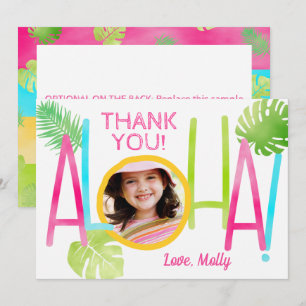 Aloha Luau Birthday Tropical Photo Thank You Card