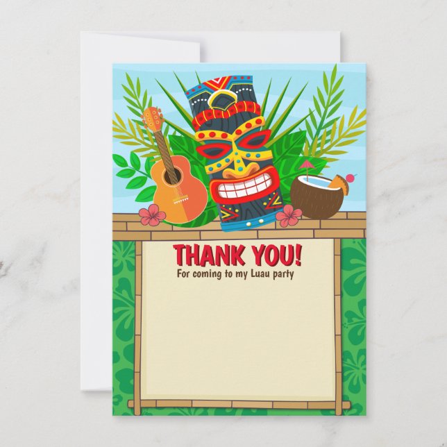 Aloha Luau Hawaiian Tropical Birthday Baby Shower Thank You Card (Front)