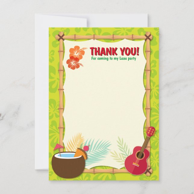 Aloha Luau Hawaiian Tropical Birthday Baby Shower Thank You Card (Front)