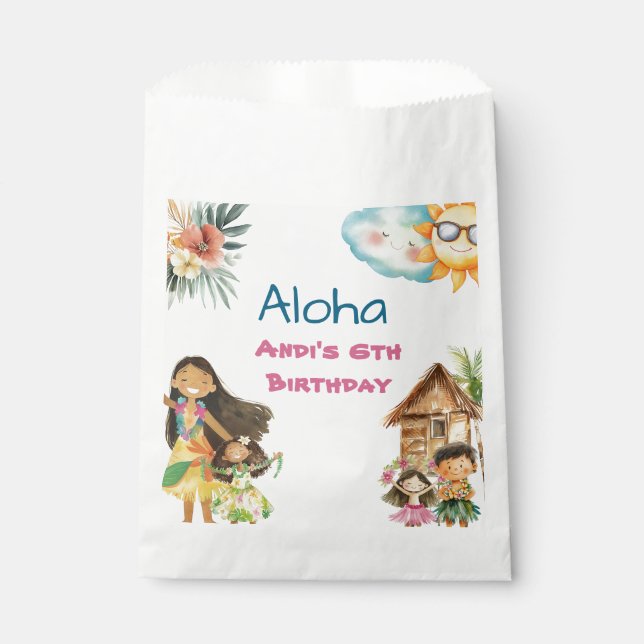 Aloha Luau Kids Birthday  Favour Bags (Front)