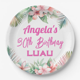 Aloha Luau Tropical Adult Birthday Paper Plate