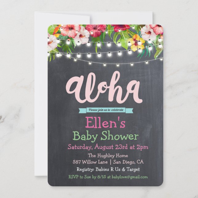 Aloha Luau Tropical Baby Shower Invitation (Front)