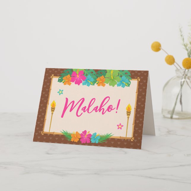 Aloha Luau Tropical Beach Birthday Thank You Card (Front)