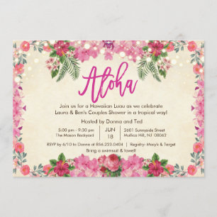Aloha Luau Tropical Couples Shower Invitation