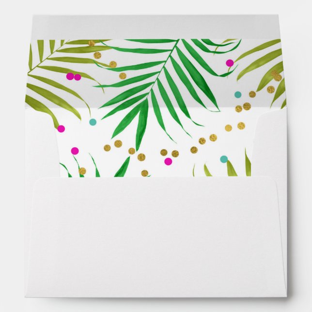Aloha Luau Tropical Flamingo Party Invitation Envelope (Back (Bottom))