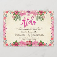 Aloha Luau Tropical Graduation Party Invitation