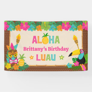 Aloha Luau Tropical Hawaiian Birthday Banner