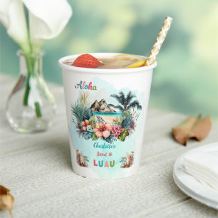 Aloha Luau Tropical Island Beach Sweet 16 Party Paper Cups