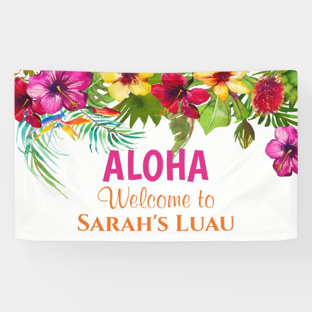 Aloha Luau Tropical Party Banner (Horizontal)